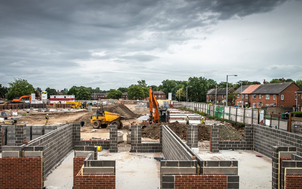 Brick walls on construction site